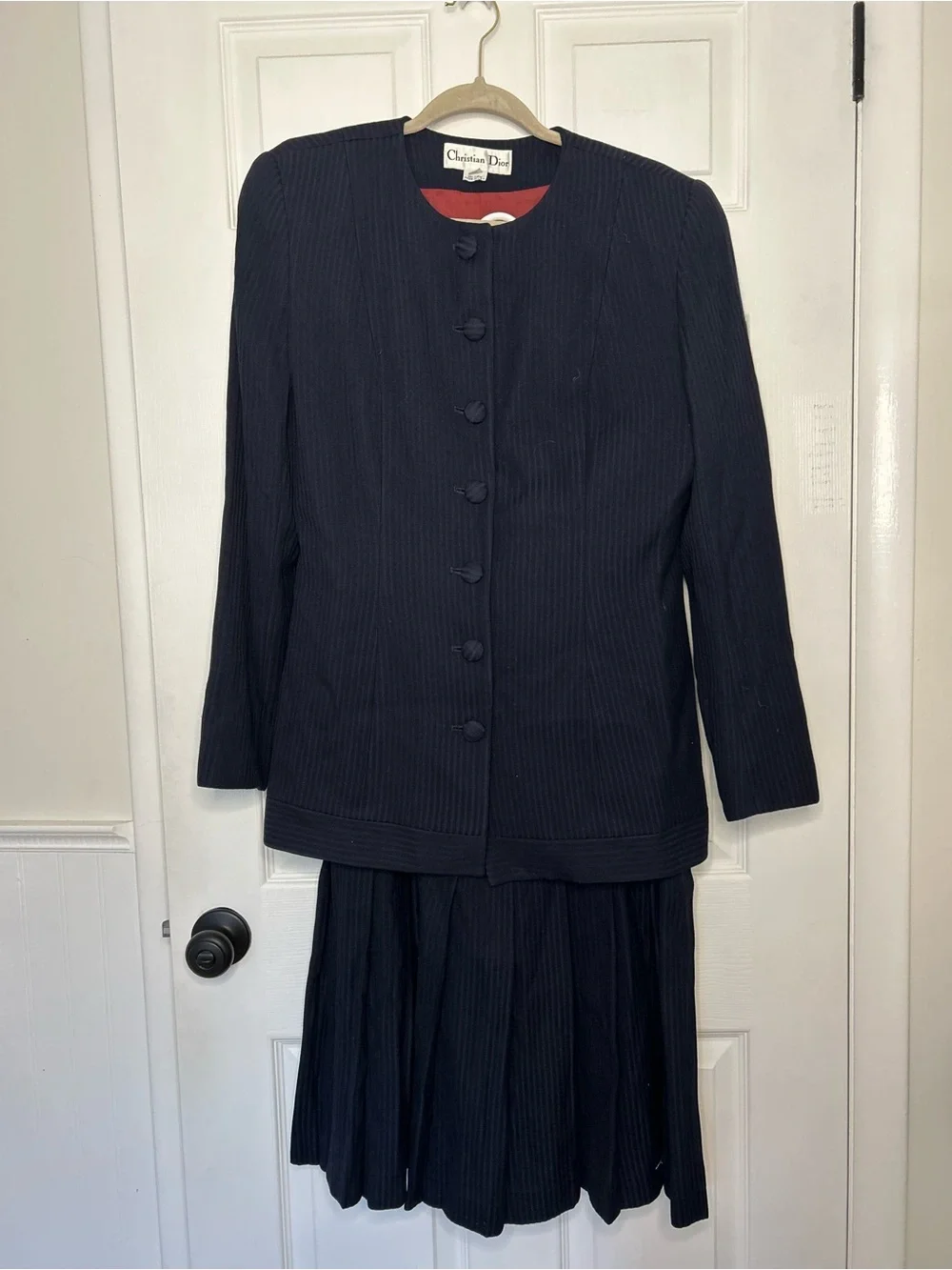 Christian Dior Vintage Striped Blazer Skirt Set